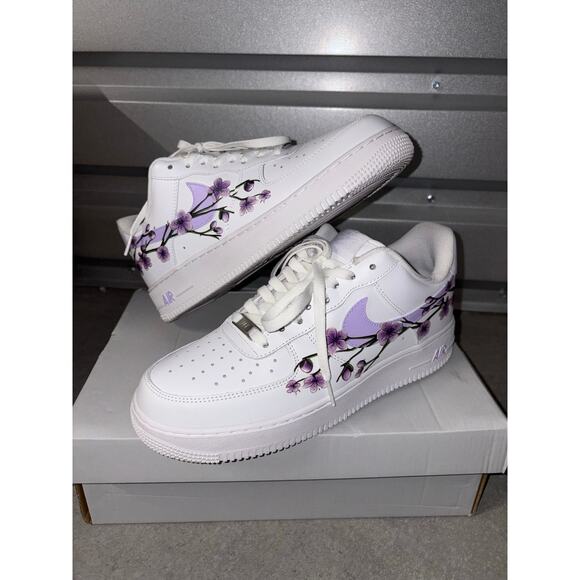 Drip Custom Painted Nike Air Force 1’s - Size 9 - Lilac Blossoms main image 13